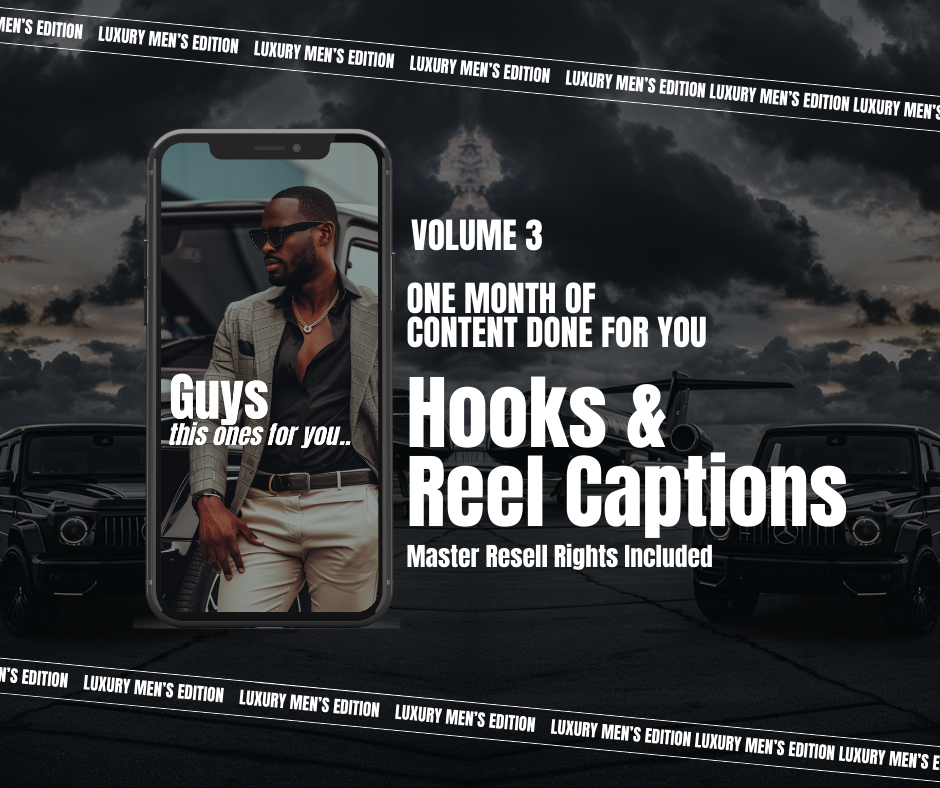 Luxury Mens Edition Vol 3. Instagram Reels, Hooks, Captions & Reel Covers