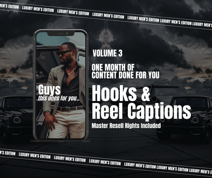 Luxury Mens Edition Vol 3. Instagram Reels, Hooks, Captions & Reel Covers